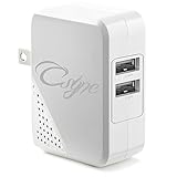 Csync SmartIN Technology 4.8A 24W Dual USB Wall Charger with Foldable Plug for Smartphones, White
