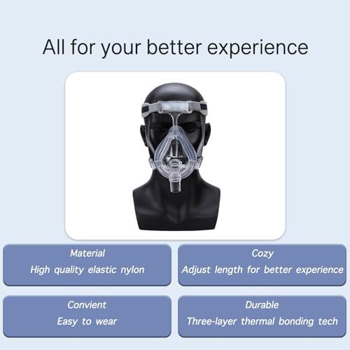 2 Pack Universal CPAP Headgear Strap, CPAP Full Mask Straps Replacement Head Strap with CPAP Hose Holder and 1 Pair Hose Clips