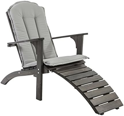 Ambientehome FALUN Stylish and Comfortable Solid Wood Adirondack Garden Deck Chair with Footrest/Seat Cushion - Taupe Grey