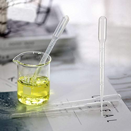 GLE2016 Clear White Plastic Liquid Dropper Pasteur Disposable Graduated Transfer Pipettes Pipetting (3ML(100 Pack))