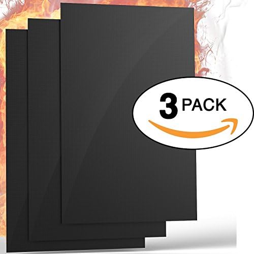 BBQ Shield Grill Mats(Set of 3) 16"x13" Size Teflon and PTFE Made FDA Approved Heavy-Duty Non-Stick BBQ Gill Sheet As Seen on TV
