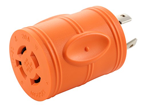 AC WORKS [ADL530L1420] Locking Adapter L5-30P to L14-20R (Hots Bridged) 20Amp 125/250Volt