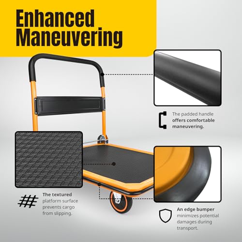 MAXWORKS 80877- FOLDABLE PLATFORM TRUCK PUSH DOLLY 660 LB. WEIGHT CAPACITY