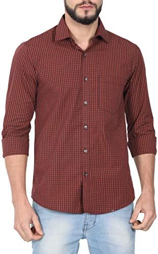 McHenry Mens 100% Cotton Regular Fit Casual wear,Party Wear Checkered Shirt(Size:39-S,40-M,42-L,44-XL)