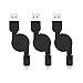 Micro USB Cable,BestElec 3-Pack Retractable USB to Micro-USB Sync & Charge Cable for Android,Samsung, HTC and More-£¨Black£