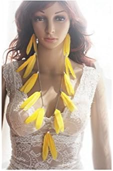 Long Feather Earrings for Women Yellow Earlace Valentine Gift for Her