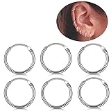 3 Pairs Sterling Silver Small Hoop Earrings Set Hypoallergenic Endless Cartilage Huggie Earrings Sleeper for Women Men Girls, 8mm 10mm 12mm