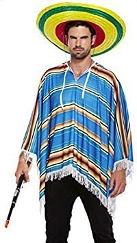 Aura Fancy Dress (TM) Mens Mexican Wild West Poncho Fancy Dress Costume Outfit
