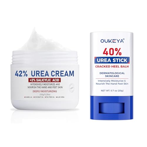 OUKEYA Urea Cream 42% plus Salicylic Acid 2% Net 5.29 Oz for Dry Cracked Feet, Heels, Knees, Elbows, Hands Repair Treatment with Urea Cream 40 Percent.Urea Cream Stick for Foot and Hand Cream Stick