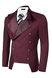 Coofandy Men's Casual Double-breasted Jacket Slim Fit Blazer (Medium, Dark Red（FBA）)