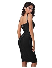 UONBOX vestido de club con tirantes en V para mujer, con corbata en la cintura, hasta la rodilla