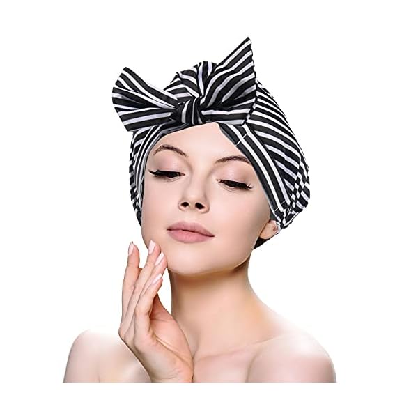 Waterproof-Shower-Cap-for-Women-Reusable-Shower-Hair-Hat-with-Elastic-Band-for-Ladies-Girls-Kids-as-Bathing-Accessories-for-Bath-Spa-Hair-Salon-Hair-Protection-Keep-Long-Hair-Dry-zebra Waterproof Shower Cap for Women, Reusable Shower Hair Hat with Elastic Band for Ladies Girls Kids as Bathing Accessories…