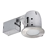 Globe Electric 4" Flush Round Trim Recessed Lighting Kit, Brushed Nickel, Tempered Frosted Glass, Easy Install Push-N-Click Clips, 3.88" Hole Size 90664