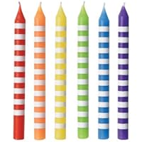 Assorted Color Striped Birthday Candles, 3.3" - 12 Pcs.
