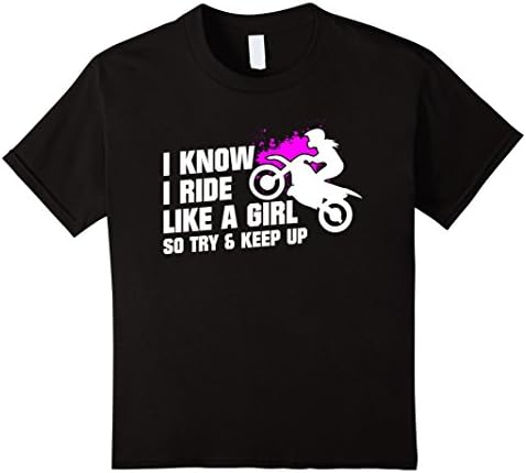 unisex-child I Ride Like A Girl Motocross Girl T-Shirt Perfect Gift 6 Black