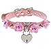 Handmade Cosplay Studded Flowers Leather Heart Lock Choker Collar Cute Kawaii