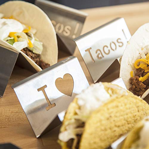 image for 4-Pack Stainless Steel Taco Holder Stand - Wider & Stylish Taco Truck 