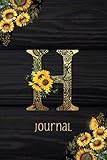 H Journal: Sunflower Journal, Monogram Letter H Blank Lined Diary with Interior Pages Decorated With More Sunflowers. by 