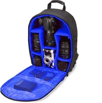 blue camera bag