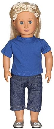 Joykith Toy 18 inch Girl Doll Clothing Dolls Casual T-Shirt Jeans Pants Fit for 18in Our Generation Girls Dolls Accessory Girl's Toy The United States Girls Doll Clothes (Blue)