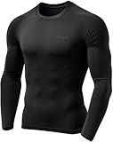 Tesla TM-YUD34-BLK_Large Men's Thermal Wintergear Compression Baselayer Long Sleeve Top YUD34