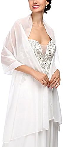 AngelaLove Chiffon Bridal Wedding Shawl Wrap Prom Evening Dress Stole Scarves (Ivory)