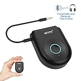 Bluetooth Transmitter,Qcute Bluetooth 4.1 Transmitter Receiver 2-in-1 Wireless Portable Bluetooth Adapter for Home/Car Stereo System, 3.5mm Audio devices, 2 Devices Simultaneously ( Black )