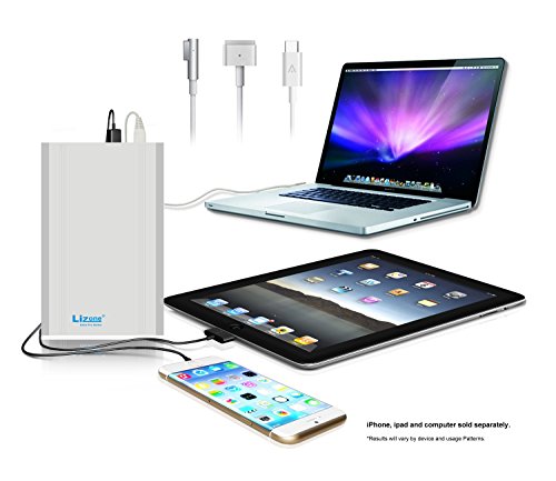 Lizone 50000mAh Extra Pro External Battery for Apple MacBook MacBook Pro MacBook Air USB QC Charger for Apple New MacBook 12 iPad iPhone 7 7 plus SE 6 6S Plus 5S 5C 5 4 Samsung HTC and more -Silver