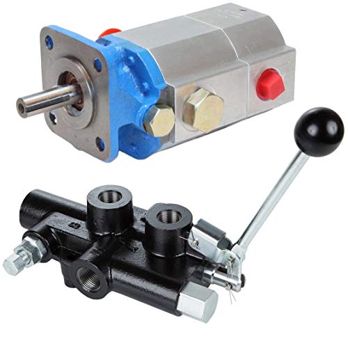 RuggedMade 11 GPM 2 Stage Hydraulic Pump, 25 GPM Auto Return Directional Control Detent Valve 1/2" Work Ports