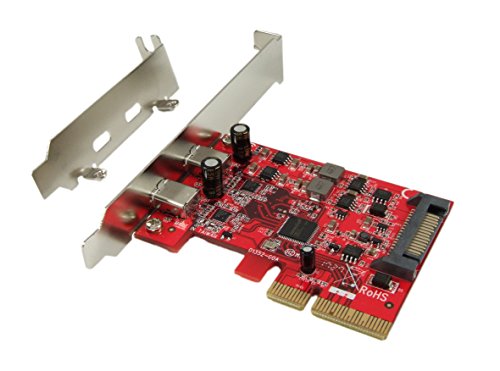Ableconn PU31-2C-2 USB 3.1 Gen 2 (10 Gbps) 2-Port Type-C PCI Express (PCIe) x4 Host Adapter Card - Support Mac OS X 10.12 Sierra and Windows 10 / 8