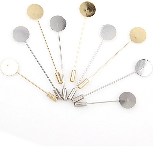 image for NANAMI 40 Pcs Silver Tone Round Tray Lapel Stick Brooch Pin Needle Sui