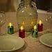 Mr. Light Set of 4 Flickering Amber LED Votive Candles, Metallic Red (2) and Green (2) Finish
