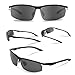 Men's Polarized Sunglasses, SAFWUTI Unbreakable Sports Polarized Sunglasses Driver Glasses Unbreakable Frame for Driving Cycling Running Fishing Golf - Metal Frame Al-Mg Glasses (Black)