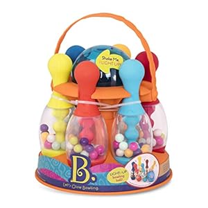 B. Toys – Let's Glow Bowling! – Multicolored Six Pin Toy Bowling Set with Flashing Light-Up Ball & Carrying Caddy for…
