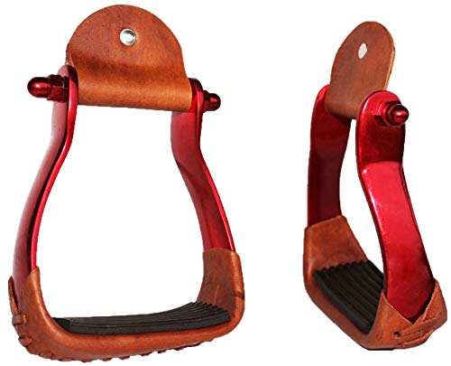 PRORIDER Horse Saddle Barrel Racing Aluminium Western Stirrups Tack Rodeo RED 5181RD