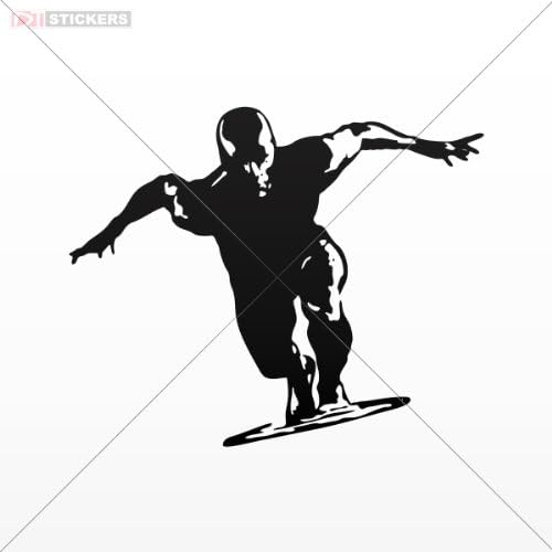 Sticker Vinyl Decals Silver Surfer Sporting Activities Car Window,Helmet,Truck,Vinyl Art Decor Size: 4 X 3.3 Inches Black