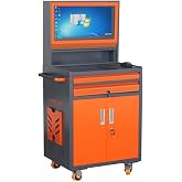 LYREIGN Industrial Computer Cabinet for Workshop Garage Warehouse Factory | Movable Industrial PC Cabinet, Mobile Security LCD Computer Cabinet, Large Industrial PC Workbench Operating Table