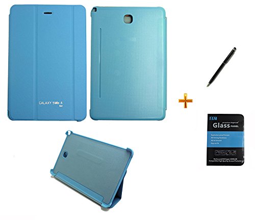 Kit Capa Smart Book Case Galaxy Tab A - 8.0´ P350/P355 / Caneta Touch + Película de Vidro (Azul)