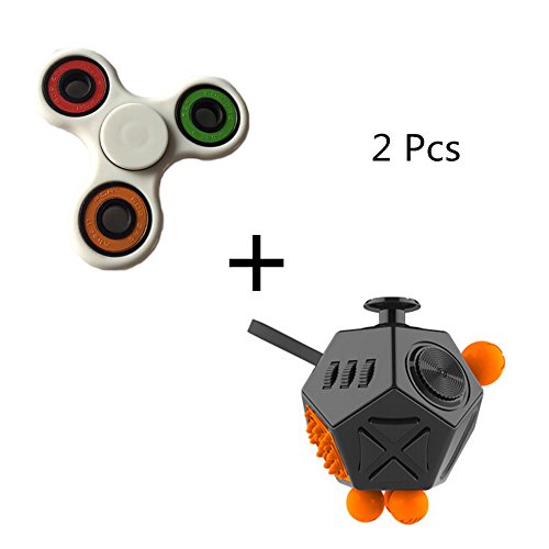 Xinyuanweiye 2 Pcs Fidget Dice II and Fidget Spinner Tri-Spinner EDC ADHD Relieve Stress And Anxiety Toy (Black) Xinyuanweiye 2 Pcs Fidget Dice II and Fidget Spinner Tri-Spinner EDC ADHD Relieve Stress And Anxiety Toy (Black)