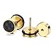 FUNRUN Mens Womens Stainless Steel Black Earrings Studs Round Tunnel Ear Plug Set of 3 Pairs