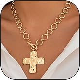 GLMOCM Chunky Gold Necklace for Women Bold Thick Cross Necklace Gold Statement Necklace for Women Vintage Jewelry