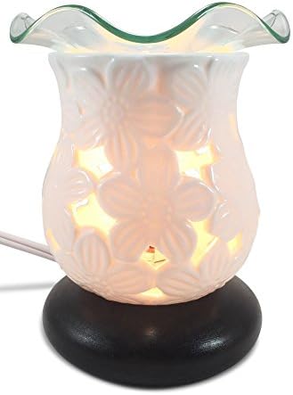 Flower Lace Porcelain Ceramic Electric Dimmer-controlled Fragrance Lamp with Free Replacement Halogen Bulb