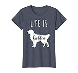 Womens Golden Retriever Life is Golden T Shirt Medium Heather Blue