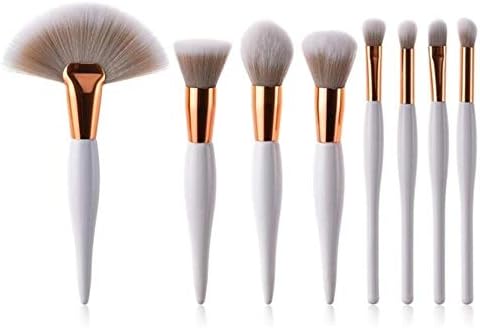 8Pcs Professional Makeup Brushes Set Powder Blush Foundation Eyeshadow Make Up Fan Brushes Cosmetic Kwasten Sets (White)