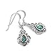 925 Sterling Silver Bali Inspired Vintage Green Abalone Shell Filigree Dangle Hook Earrings