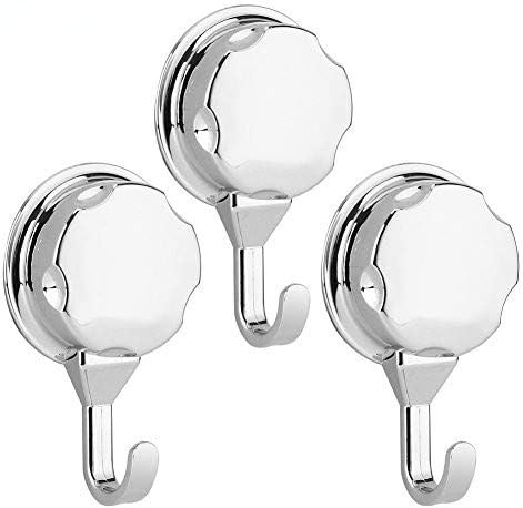 ViaGasaFamido 3Pcs Vacuum Suction Cup Hook Wall Mount Heavy Duty Hooks ABS Plastic Strong Adsorption Hooks Punch-Free Damage Hooks for Towels Bags Clothes Kitchen Tools and Bathroom Accessories