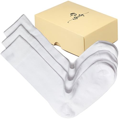 Men's Big Boys' Formal Dress Seamless Socks, 3 Pairs Set, Finest Combed Cotton, White