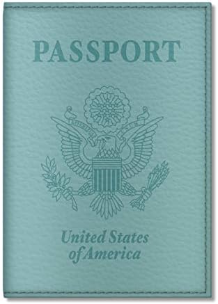 Cute Passport Cover for women and men, by Govinda Crafts, Eco Leather Passport Holder (Blue USA Passport)
