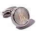 HJ Men's 2PCS Fashion Dazzle Tuxedo Shirts Platinum Plated Cufflinks Initial Letter 2 Color A-Z (silver B)