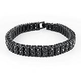 NIV'S BLING - 14K Black Gold-Plated Iced Out 2 Row Bracelet 8 Inches